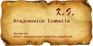 Krajcsovics Izabella névjegykártya